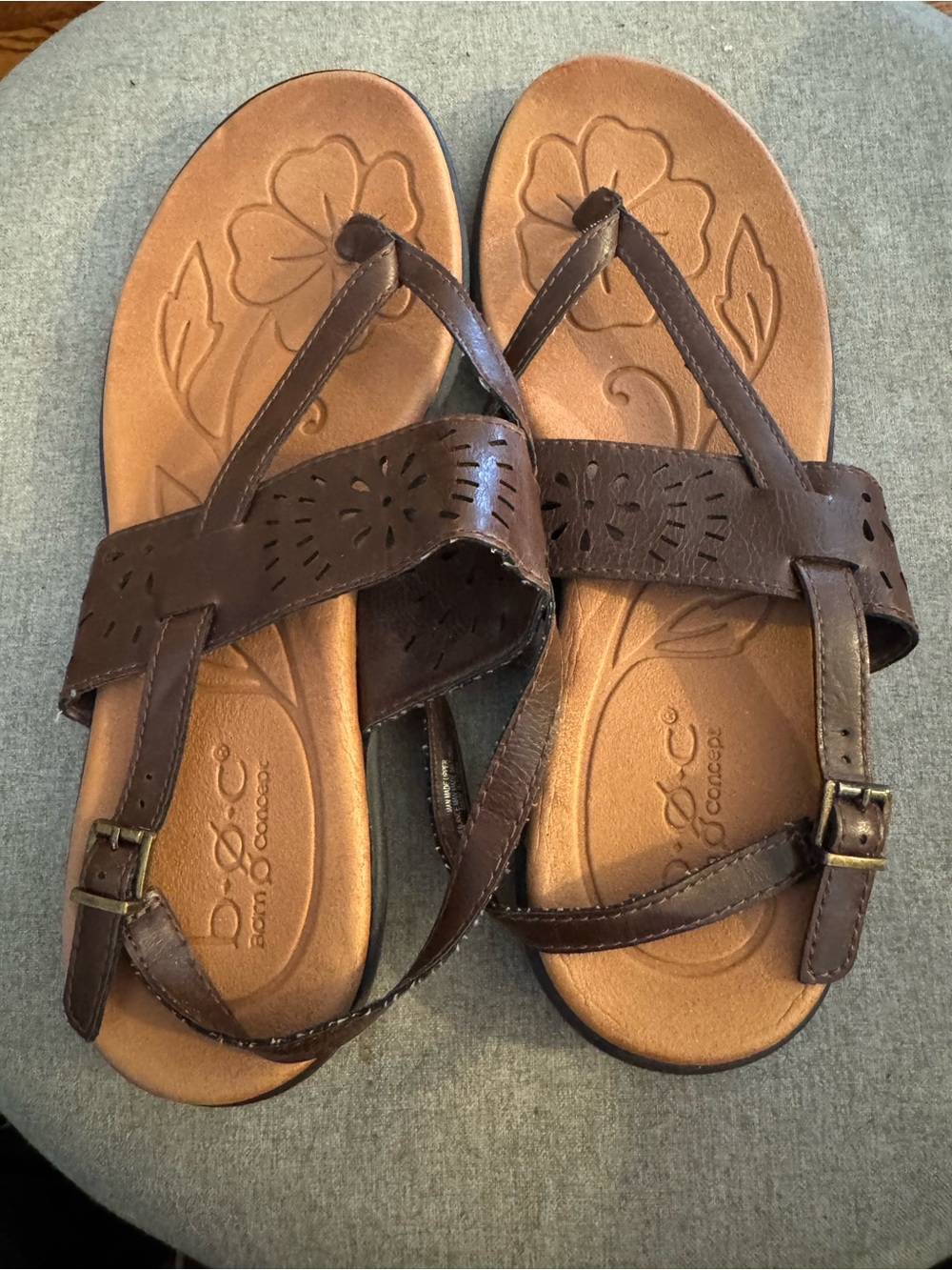 Women’s Brown Floral-Detail Strappy Sandals